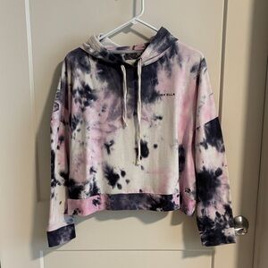 ivory ella Pink, Blue & white Tie-Dye Cropped Hoodie